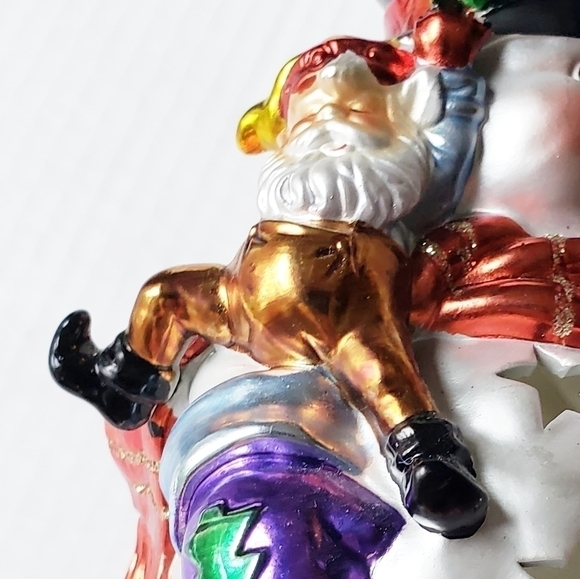 VINTAGE Large Glass Hand Painted Snowman Tea Light Holder - Picture 8 of 12